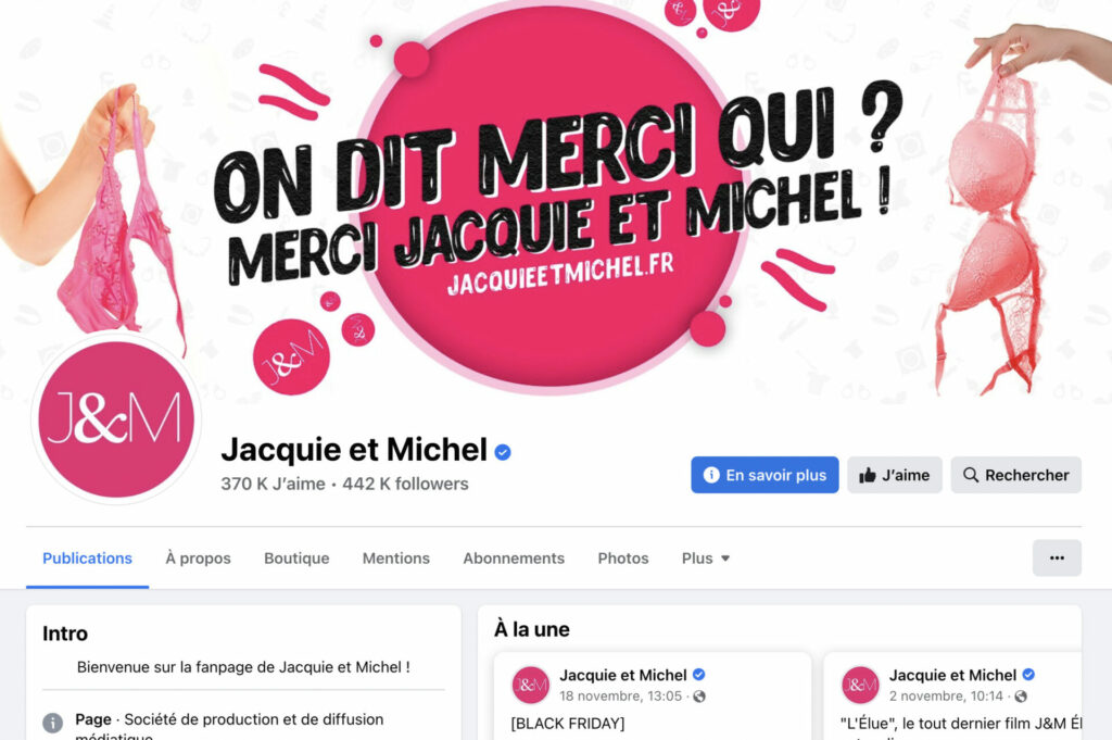 Jacquie et Michel : compte Facebook