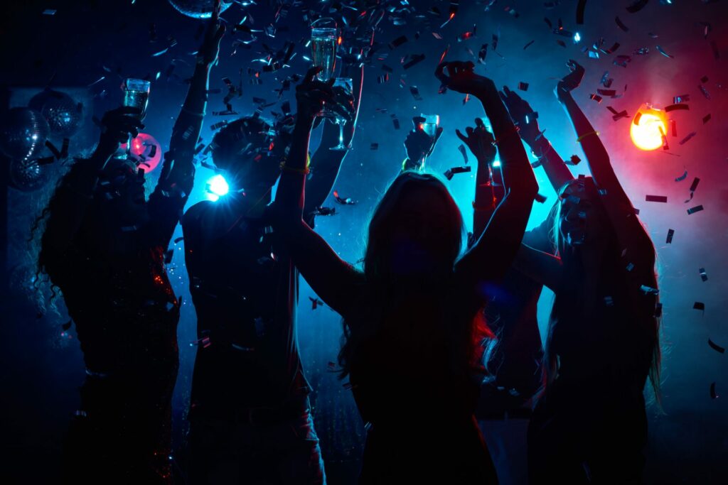 nightclub party with confetti 2023 11 27 05 06 16 utc