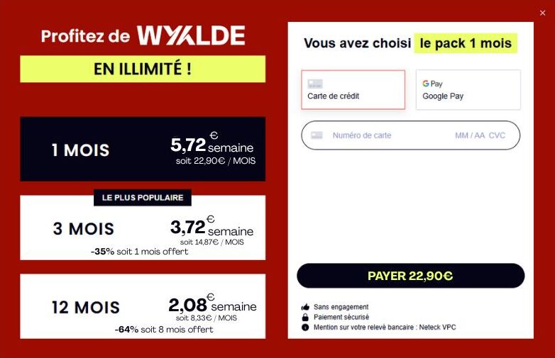 Screenshot of wyylde website