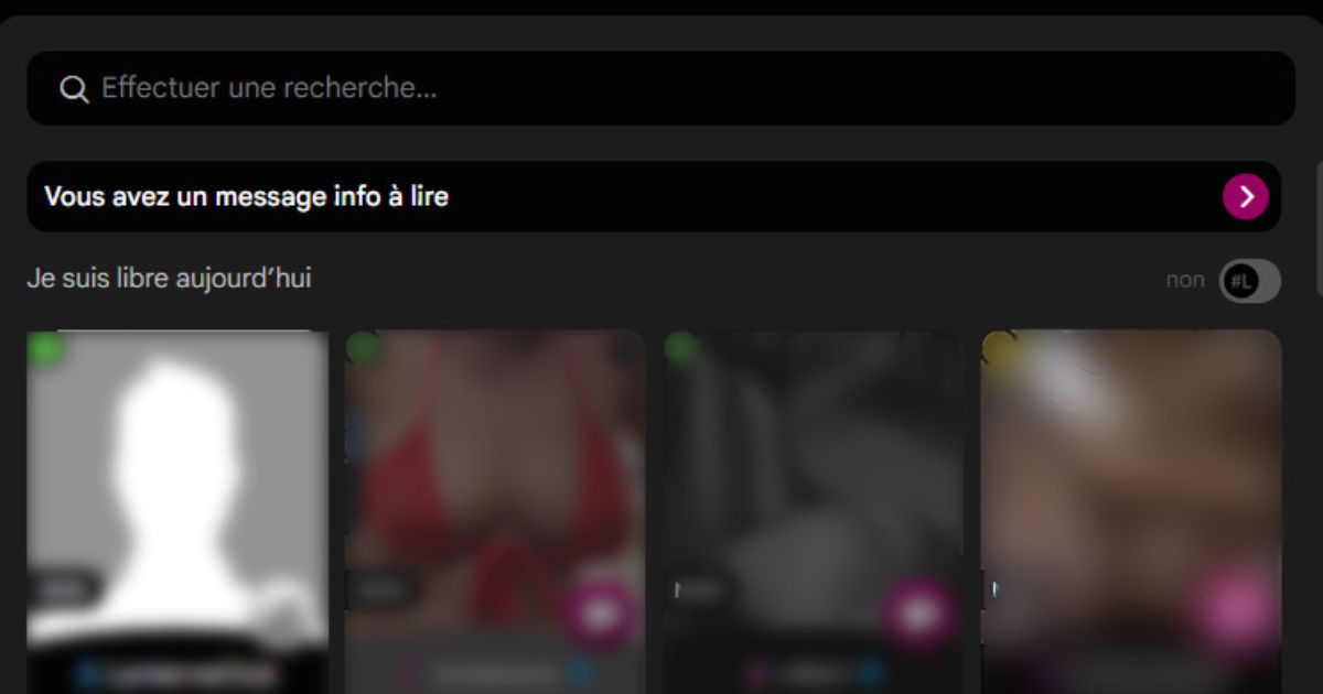 Une image de l'accueil de Sexylib avec les profls des différents utilisateurs du site