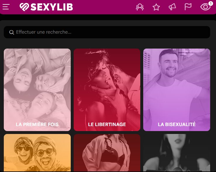 Les différentes catégories du forum de SexyLib