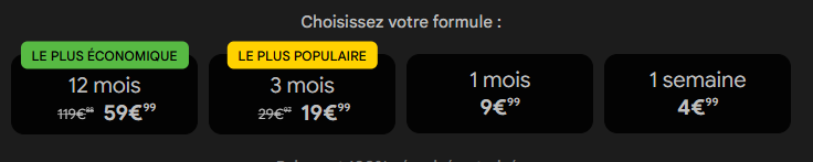 Les 4 formules de prix différentes sur Sexylib